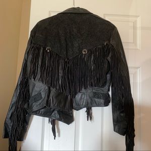 Vintage leather fringe jacket